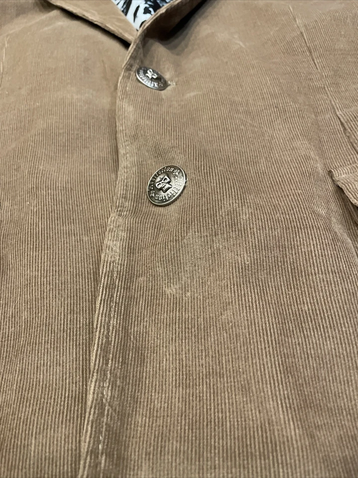 Chaqueta Blazer Affliction Live Fast Para Hombre Grande Pana Marrón Tostado 44-46 Foto 4 de 4