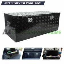 48"X19.5"X17.5" Storage Toolbox Lock Heavy Duty 5 Bar Tread Truck Pickup Black