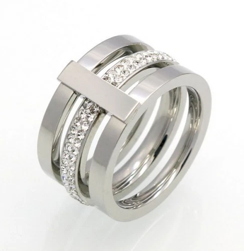 EDELSTAHL Ring XL BREIT 11mm STRASS silber rose gold Strassstein +++ AUSWAHL  - Bild 4 von 4