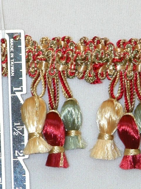 Franja de borla atraente 2" acabamento dourado marrom pálido por jarda - Imagem 2 de 2