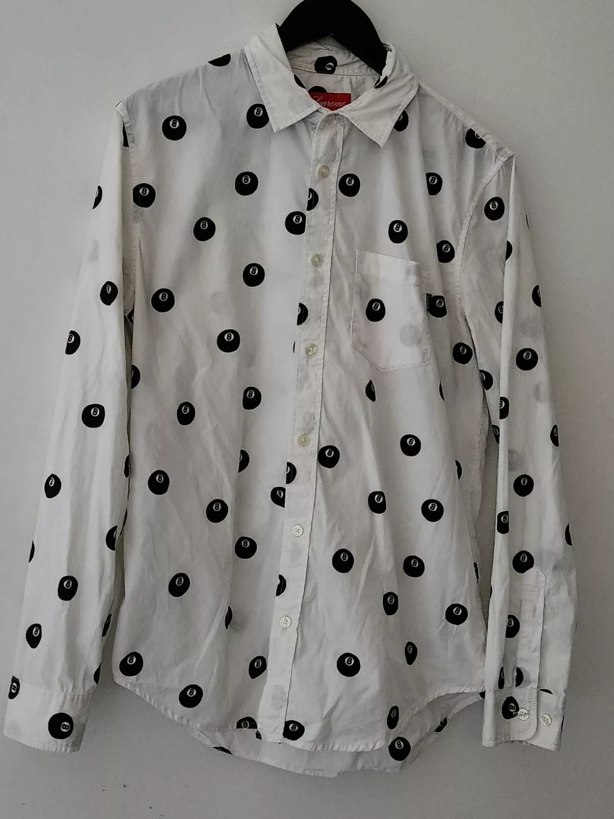 Maillot FW12 Supreme 8 Ball M blanc moyen vintage rare 2012