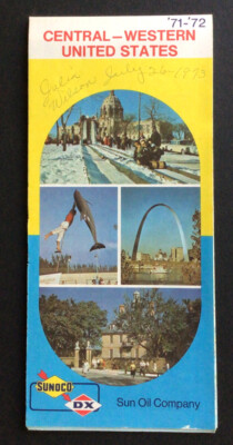 1971-72 sunoco oil highway travel road map of Central & Western United States #8