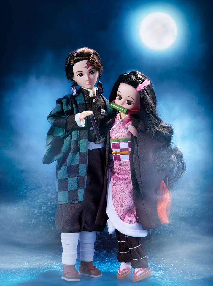 RARO Licca Chan X Demon Slayer Tanjiro Nezuko Muñeca Figura CONJUNTO de JAPÓN Foto 3 de 4