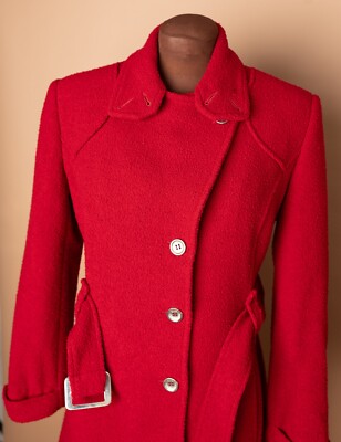 Dolce & Gabbana Red Wool Textured Winter Coat Jacket Zebra Lined