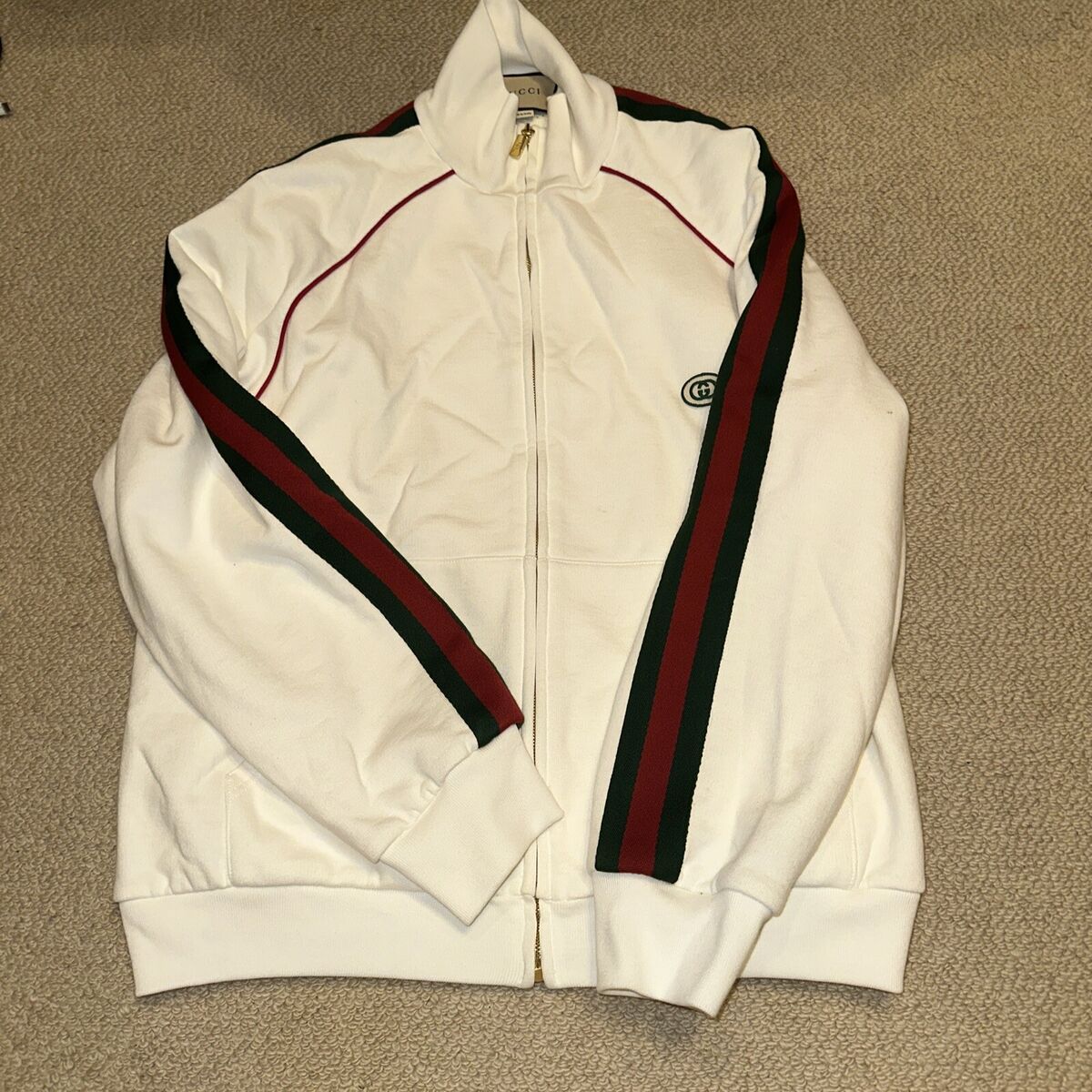 Gucci Men's Web Stripe Trim Track Zip Up Jacket | eBay Gucci Men's Web Stripe Trim Track Zip Up Jacket | eBay