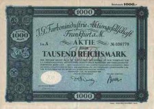 I.G. FARBEN 1925 Bayer H&ouml;chst BASF Casella Kalle Gr&uuml;nder 1000 RM Ludwigshafen