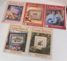 Lot Of 5 Vintage Leisure Arts The Magazine Cross Stitch Patterns/Charts Crafts