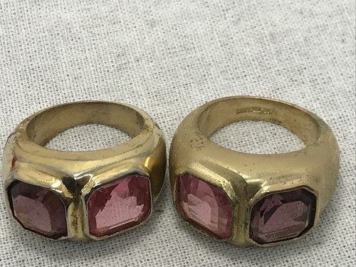 Vintage ESPO 14K GE Gold Plated Pink & Purple Rhinestone Ring varied sizes - Picture 12 of 12