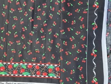 Daisy Kingdom Cherries Double Border Black Fabric Mary Engelbreit Cotton BTY