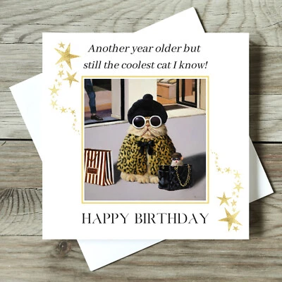 FABULOUS FELINES Cool Cat Funny Birthday Card Cute & Sassy Crazy Cat Lady Lucia Heffernan Art