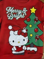 Hello Kitty Christmas Sweatshirt Merry  Bright Girls Size S Hybrid Apparel New