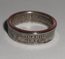 "Sealed" Idaho  US STATE QUARTER handcrafted coin ring or pendant size 4-14
