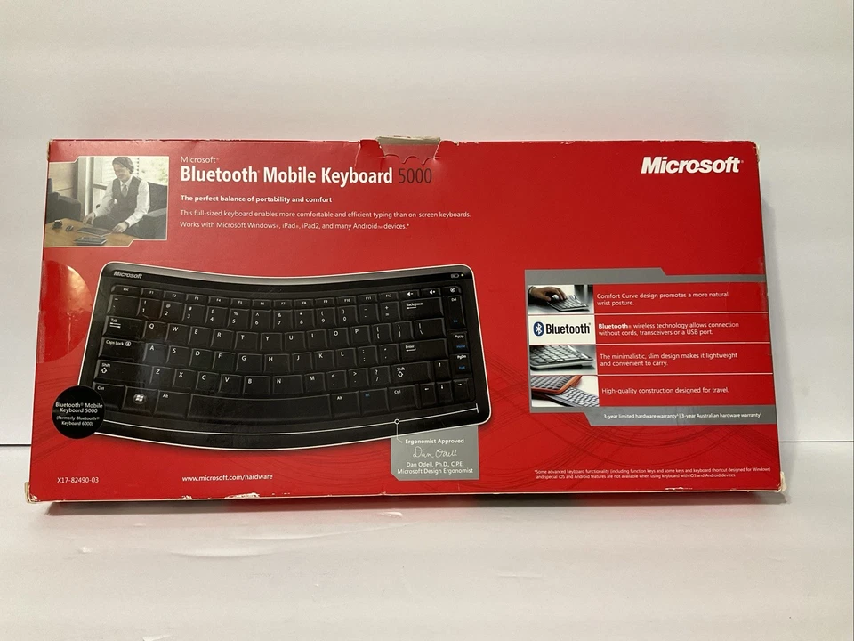 Microsoft Bluetooth Mobile Keyboard 5000 - Black/White - New - Sealed - FastShip - Image 2 of 4