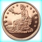 1 oz .999 Fine Copper Round - Seated Liberty Trade Dollar Design