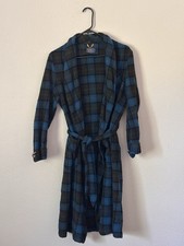 Vintage 50s Pendleton 100 Wool Plaid Robe Blue Black Belted Portland Oregon