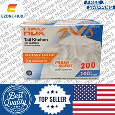 13 Gallon Drawstring Kitchen Trash Bags, Fresh Scent, 200 Ct