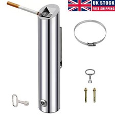 Outdoor Cylinder Ashtray Wall Mounted Stainless Steel Cigarette Ash Bin Lockable
