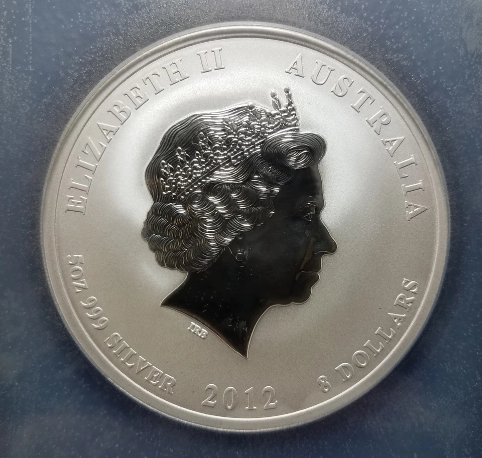 2012-P Australia 5 oz 999 SILVER Lunar Dragon Coin PCGS MS70 Perth Mint PERFECT  - Image 4 of 4