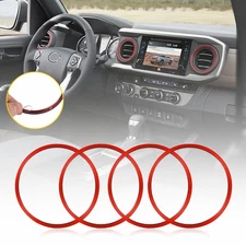 4Pcs A/C Vent Ring Outer Red Trim Ring Covers Fit for Toyota Tacoma 2016-2022