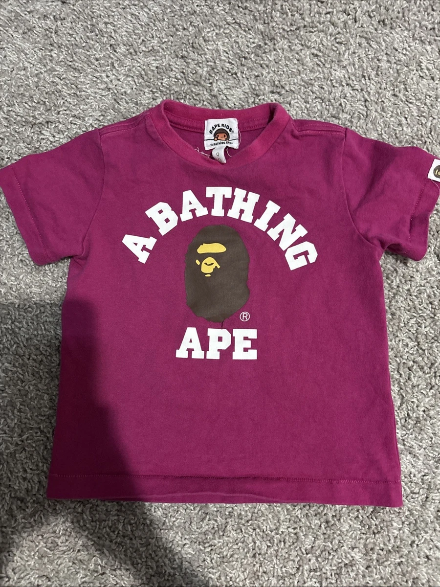 A Bathing Ape Short Sleeve Pink Unisex Kids' Tops & T-Shirts for