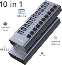 Acasis 10Gbps USB 3.2 Hub 10 Port Ein/Aus Sch...