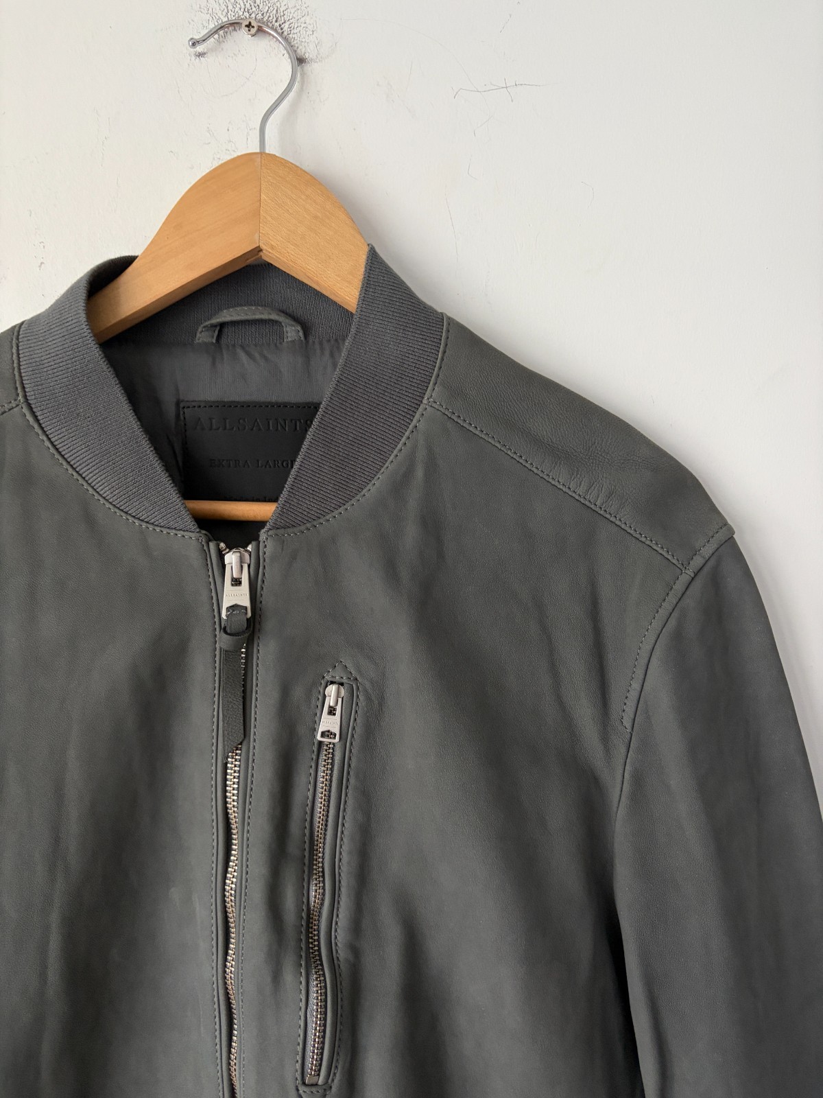 AllSaints Men's Kemble Suede Leather Bomber Jacket Size L Read image 2