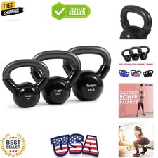 Kettlebell, Vinyl Coated Kettlebell Cast Iron Sets with Stable Flat Bottom fo...