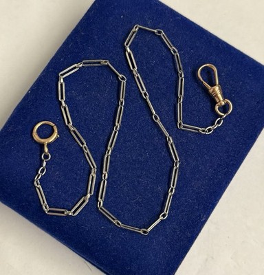 SOLID 14k Gold Watch fob Paperclip Link 14” Victorian