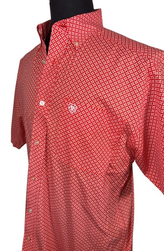 ARIAT SHORT SLEEVE BUTTON DOWN SHIRT SZ M STRETCH