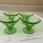 Vintage Set of Four (4) Green Uranium Glass Sherbet/Dessert Bowls- Depression