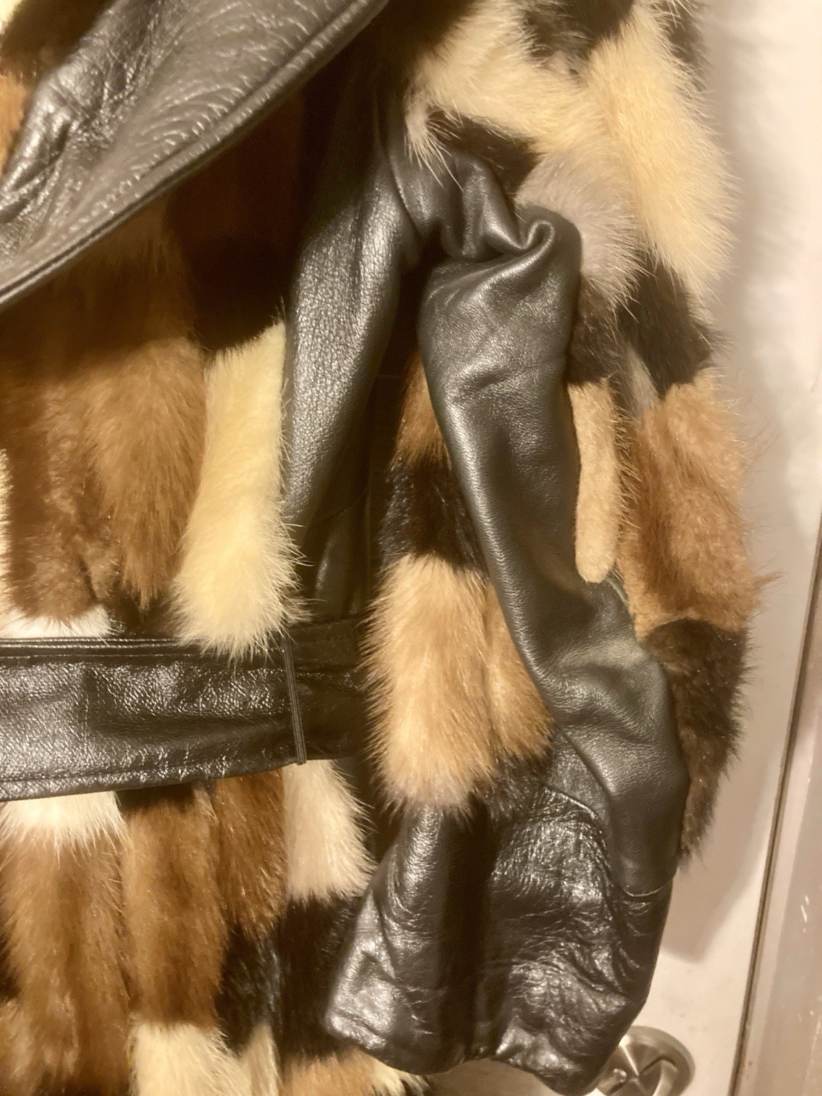 Multi Color Patchwork MINK Jacket Coat w/Leather … - image 5