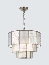 John Lewis Rhea Textured Glass Tiered Dimmable Ceiling Light - Antique Brass A