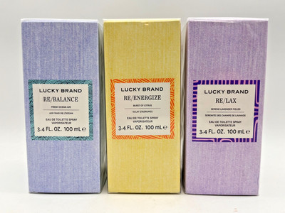 LUCKY BRAND RE/BALANCE RE/ENERGIZE & RE/LAX EDT SPRAY SET WOMEN 3.4oz EA MR 1298