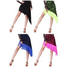Womens Costume Drawstring Skirt French Miniskirt Ballroom Dance Wrap Latin Lace