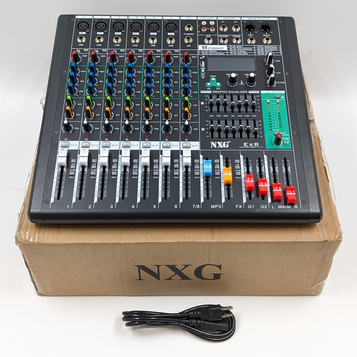 NXG EX-8 Dual 7 Band Compact Mixer 6 Mono Channel w/ Graphic