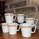Corning Vintage Set of 6 Gold Butterfly Coffee Mugs Cups D-Handle 1410 USA