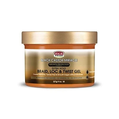African Pride Black Castor Miracle Braid Lock Twist Gel 8oz