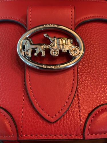 Never Used Coach Georgie Gem Crossbody W/Strap&Top Handle Pebbled Leather Poppy - Picture 7 of 15