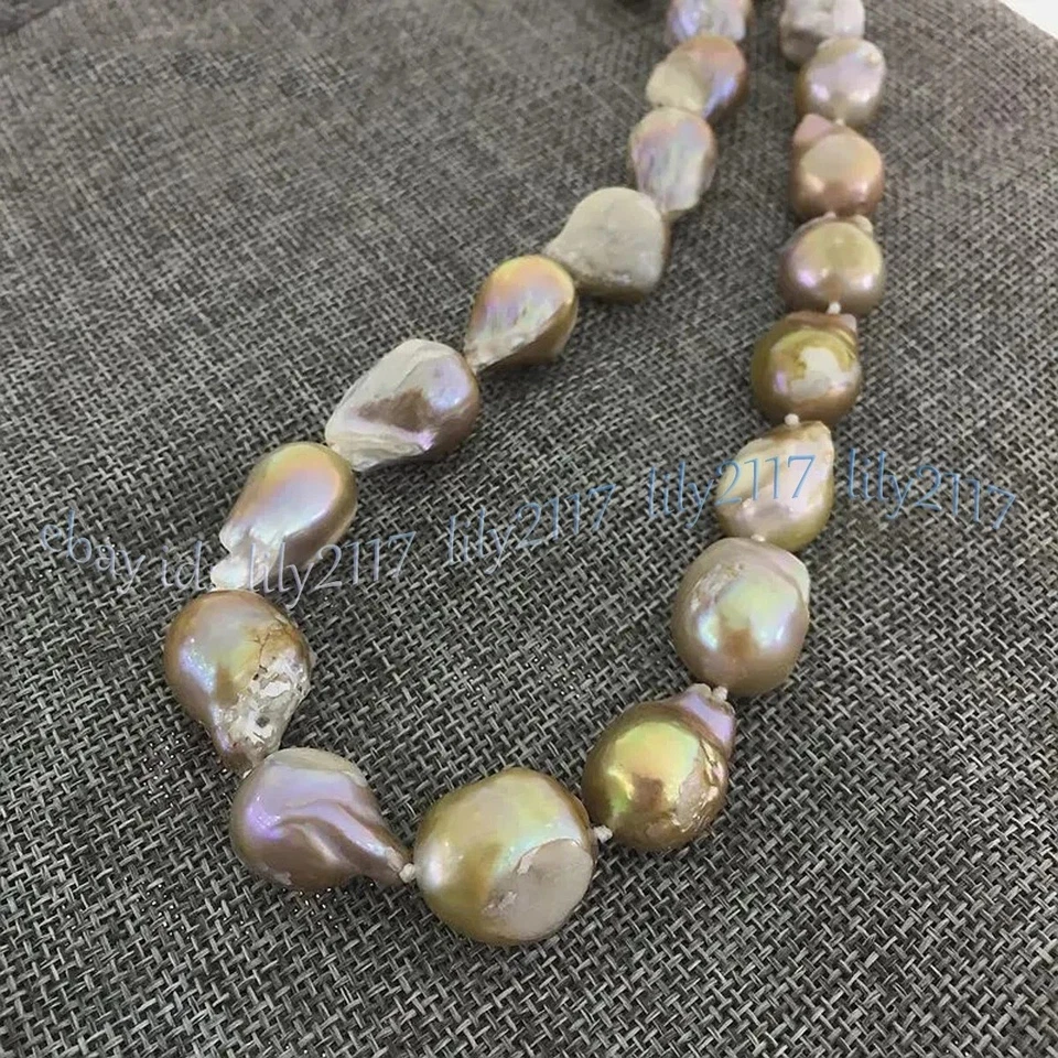 Enorme collar de perlas barrocas Keshi multicolor del Mar del Sur de 15-25 mm 14-36 pulgadas Foto 4 de 4