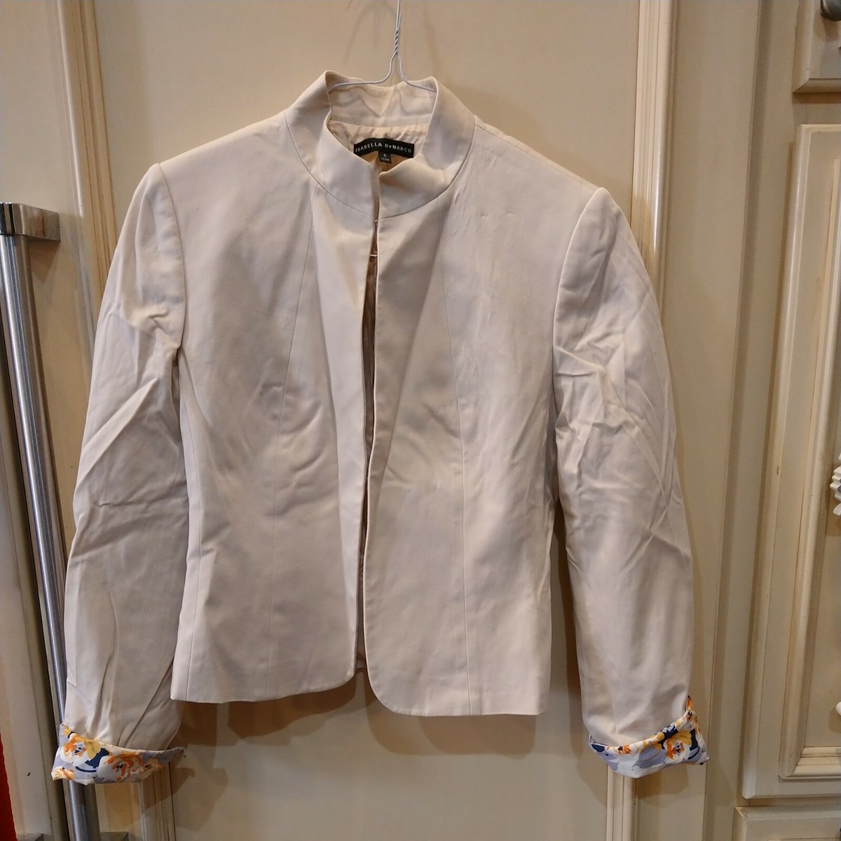 Isabella DeMarco VTG Ladies Ecru Short Jacket Top Career Blazer