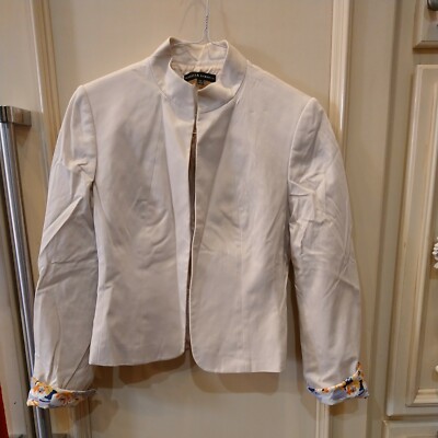 Isabella DeMarco VTG Ladies Ecru Short Jacket Top Career Blazer