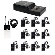 Retekess TT116 UHF Tour Guide System Transmitter 10Receiver Charging Base Travel