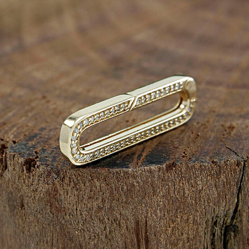 Cierre de resorte de clip para hacer joyas cerradura de moissanita de oro amarillo macizo de 14K Foto 4 de 4