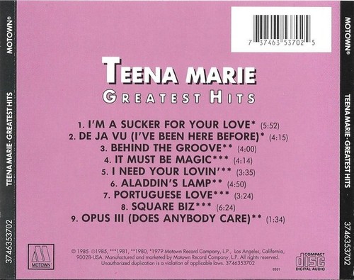 "Teena Marie - Greatest Hits" CD: Motown CD TEENA MARIE GREATEST HITS CD - Picture 2 of 2