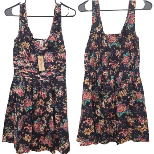 Vestido American Rag Cie 1984 Mediano Sin Mangas Negro Ann Arbor Floral Sol Vestido - Imagen 1 de 18