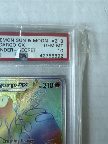 POKEMON SM LOST THUNDER MAGCARGO GX #218 SECRET/HYPER RARE PSA 10 GEM MINT #* - Picture 4 of 10