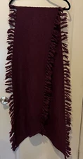 REBECCA MINKOFF FRINGED CHUNKY Knit Scarf maroon 92" x 15"