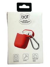 Silicone Protective Cover Case iJoy For Apple Airpods - Red - w/ Carabiner