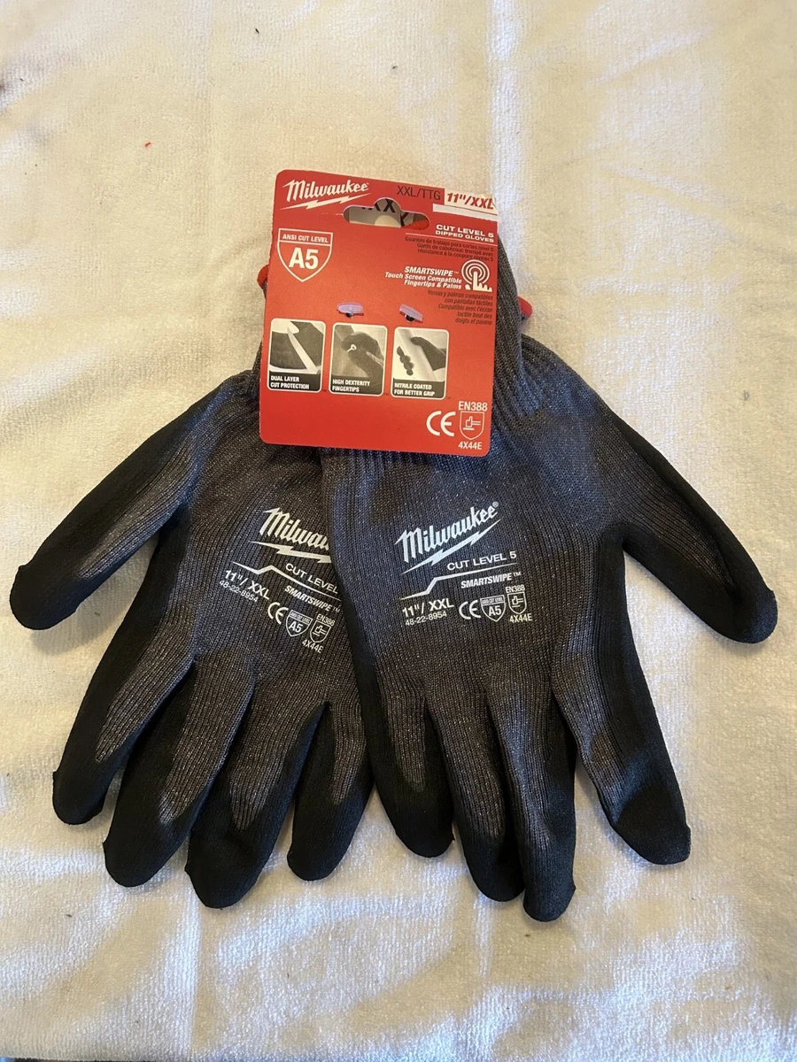 Milwaukee Cut Level 5 Resistant Dipped Work Gloves- See Dip Types & Sizes