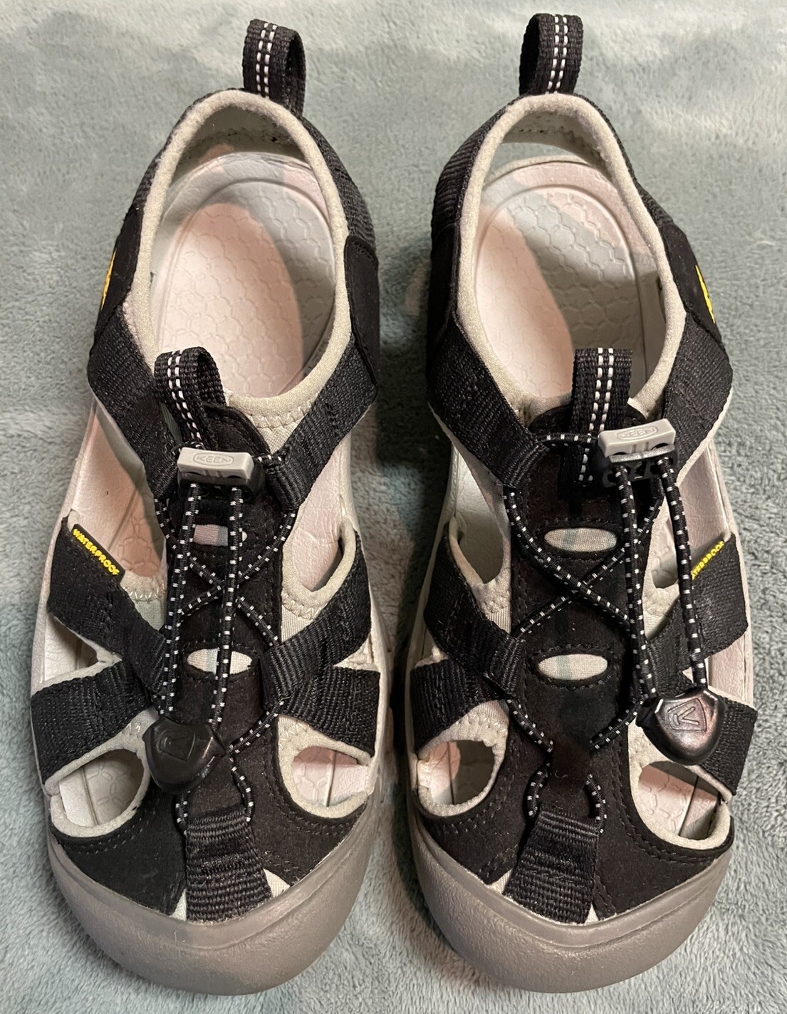 Sandali donna Keen pescatore escursionismo acqua nero marrone nylon elastico taglia 7